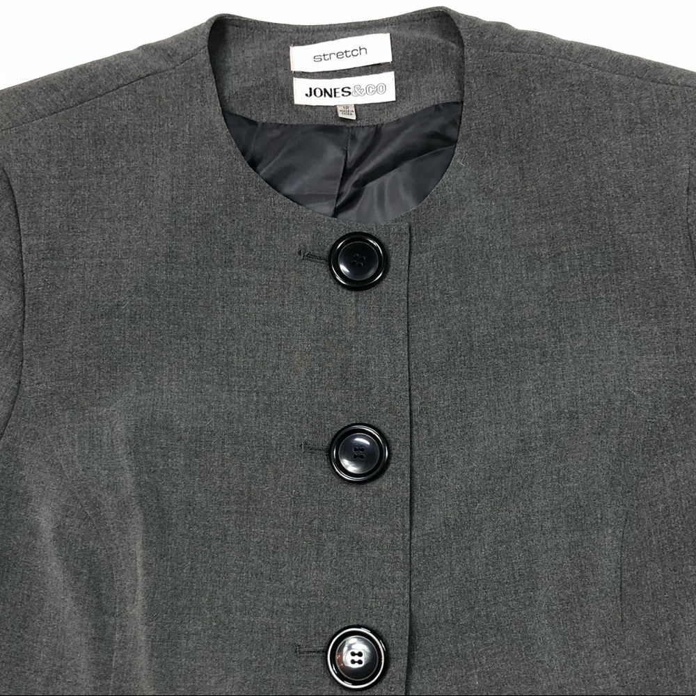 Jones & Co Gray Work Blazer Big Black Buttons size 12 - Picture 4 of 9